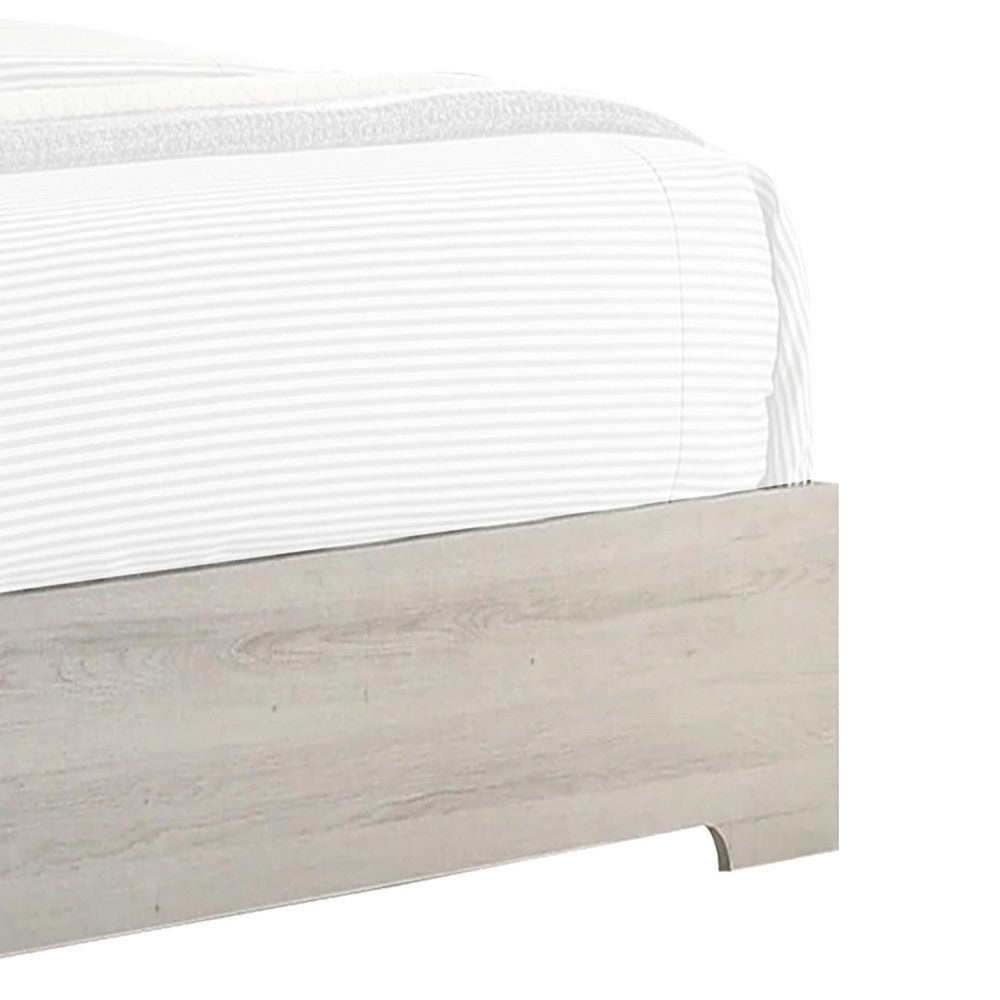 Cuzzy Twin Platform Bed w Panel Headboard | Low Profile White Wood BM338398