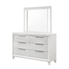 Ressy Wide Dresser & LED Mirror w 6 Drawers | White Wood BM338399