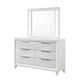 Ressy Wide Dresser & LED Mirror w 6 Drawers | White Wood BM338399