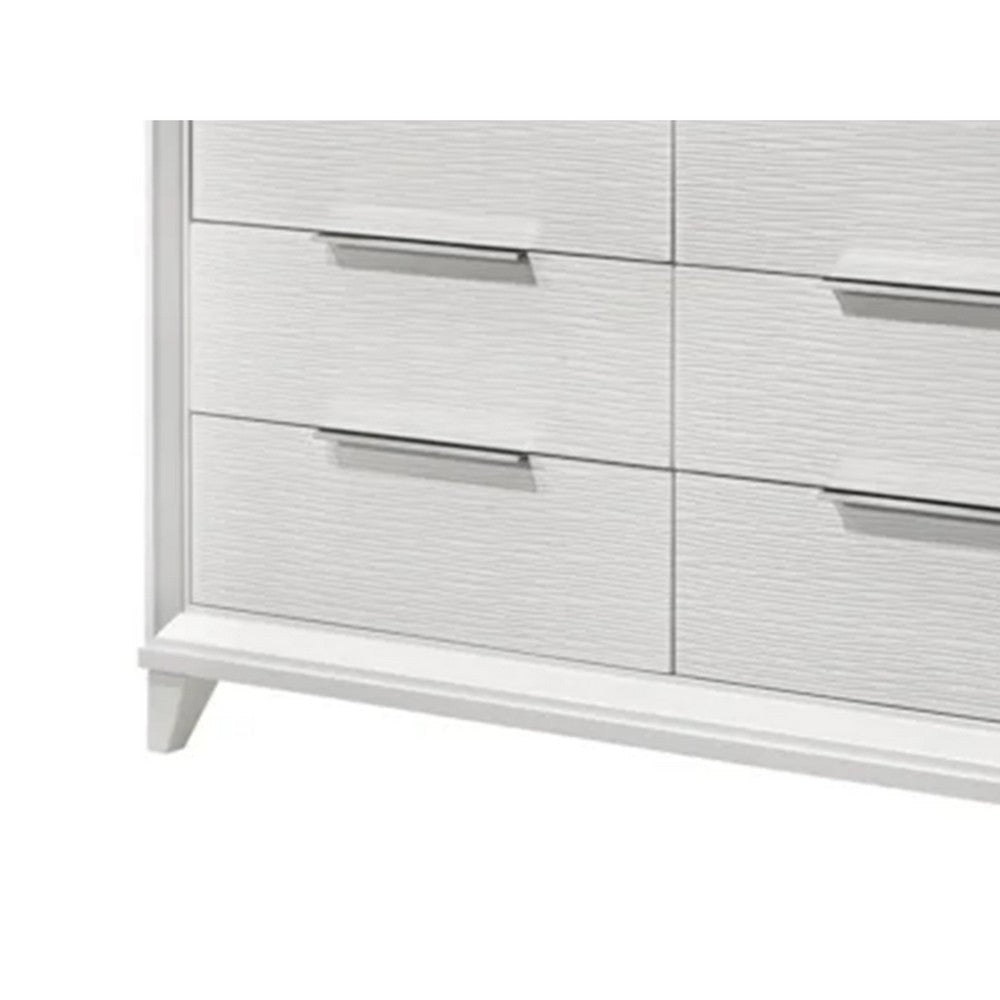 Ressy Wide Dresser & LED Mirror w 6 Drawers | White Wood BM338399