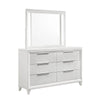 Ressy Wide Dresser & LED Mirror w 6 Drawers | White Wood BM338399