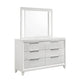 Ressy Wide Dresser & LED Mirror w 6 Drawers | White Wood BM338399