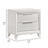 Ressy Nightstand w 2 Drawer | Silver Metal | Contemporary White Wood BM338400