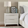 Ressy Nightstand w 2 Drawer | Silver Metal | Contemporary White Wood
