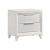Ressy Nightstand w 2 Drawer | Silver Metal | Contemporary White Wood BM338400