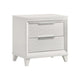 Ressy Nightstand w 2 Drawer | Silver Metal | Contemporary White Wood BM338400