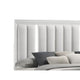Ressy King Platform Bed w LED | Channel Tufted Upholstery | White Wood BM338402