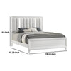 Ressy King Platform Bed w LED | Channel Tufted Upholstery | White Wood BM338402
