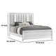 Ressy King Platform Bed w LED | Channel Tufted Upholstery | White Wood BM338402
