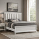 Ressy King Platform Bed w LED | Channel Tufted Upholstery | White Wood