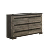 Ruthe Wide Dresser w 6 Drawers | Ebony Black | Gray Wood BM338404