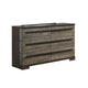 Ruthe Wide Dresser w 6 Drawers | Ebony Black | Gray Wood BM338404