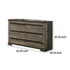 Ruthe Wide Dresser w 6 Drawers | Ebony Black | Gray Wood BM338404