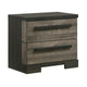 Ruthe Nightstand w 2 Drawers | Wide Top | Ebony Black | Gray Wood BM338405