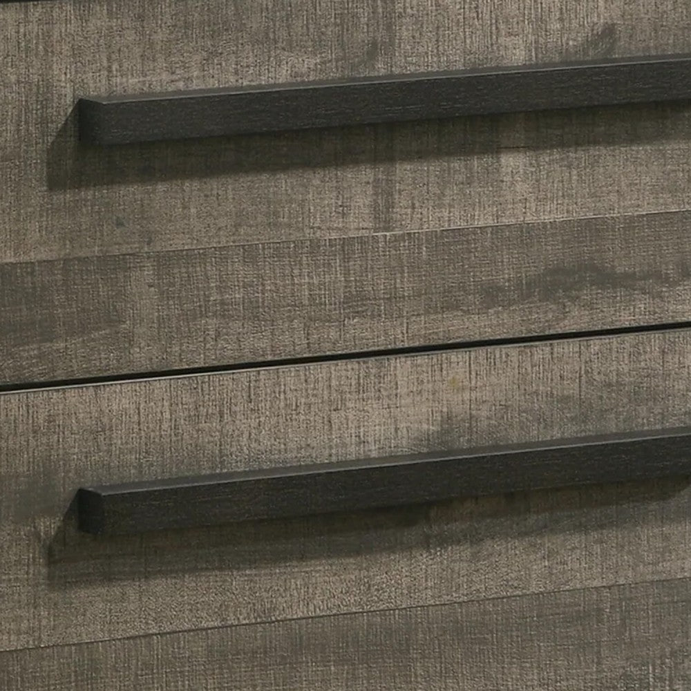 Ruthe Nightstand w 2 Drawers | Wide Top | Ebony Black | Gray Wood BM338405