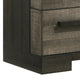 Ruthe Nightstand w 2 Drawers | Wide Top | Ebony Black | Gray Wood BM338405