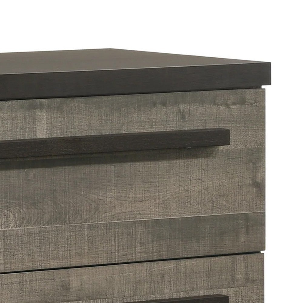 Ruthe Tall Dresser Chest w 4 Drawers | Ebony Black | Gray Wood BM338406