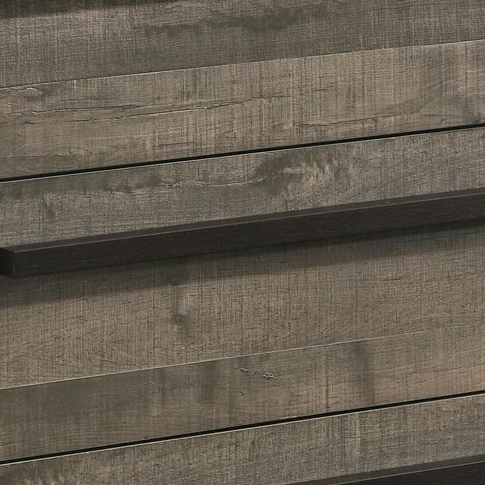 Ruthe Tall Dresser Chest w 4 Drawers | Ebony Black | Gray Wood BM338406