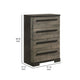 Ruthe Tall Dresser Chest w 4 Drawers | Ebony Black | Gray Wood BM338406