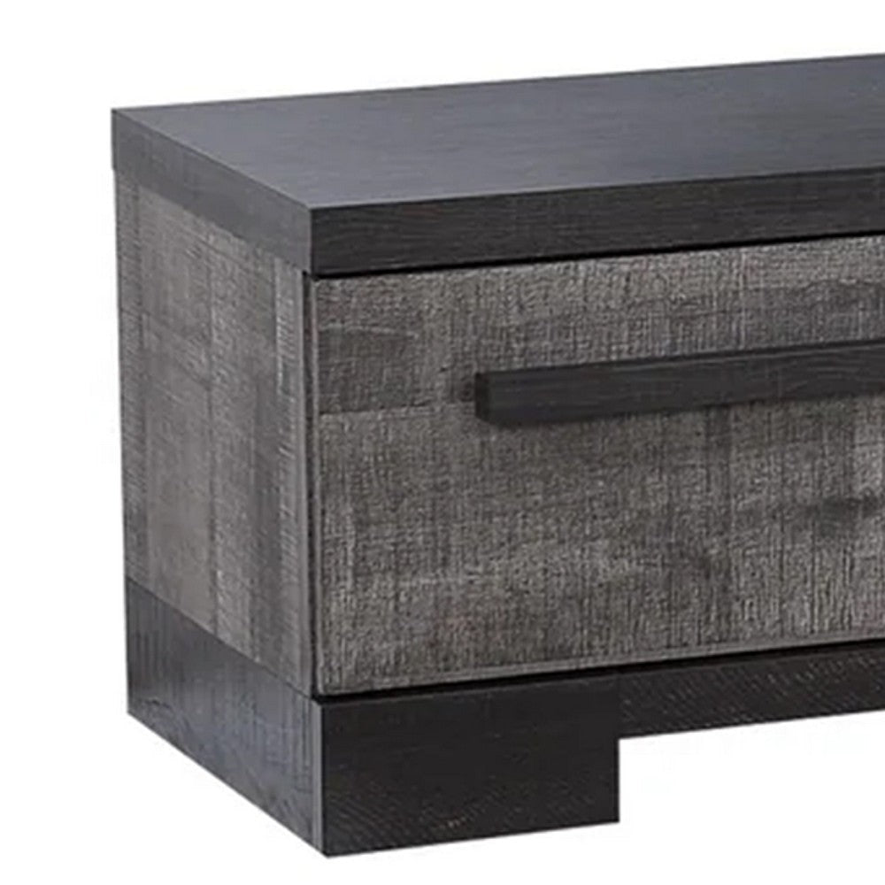 Ruthe TV Stand Media Console w 2 Drawers | Shelves | Black Gray Wood BM338407