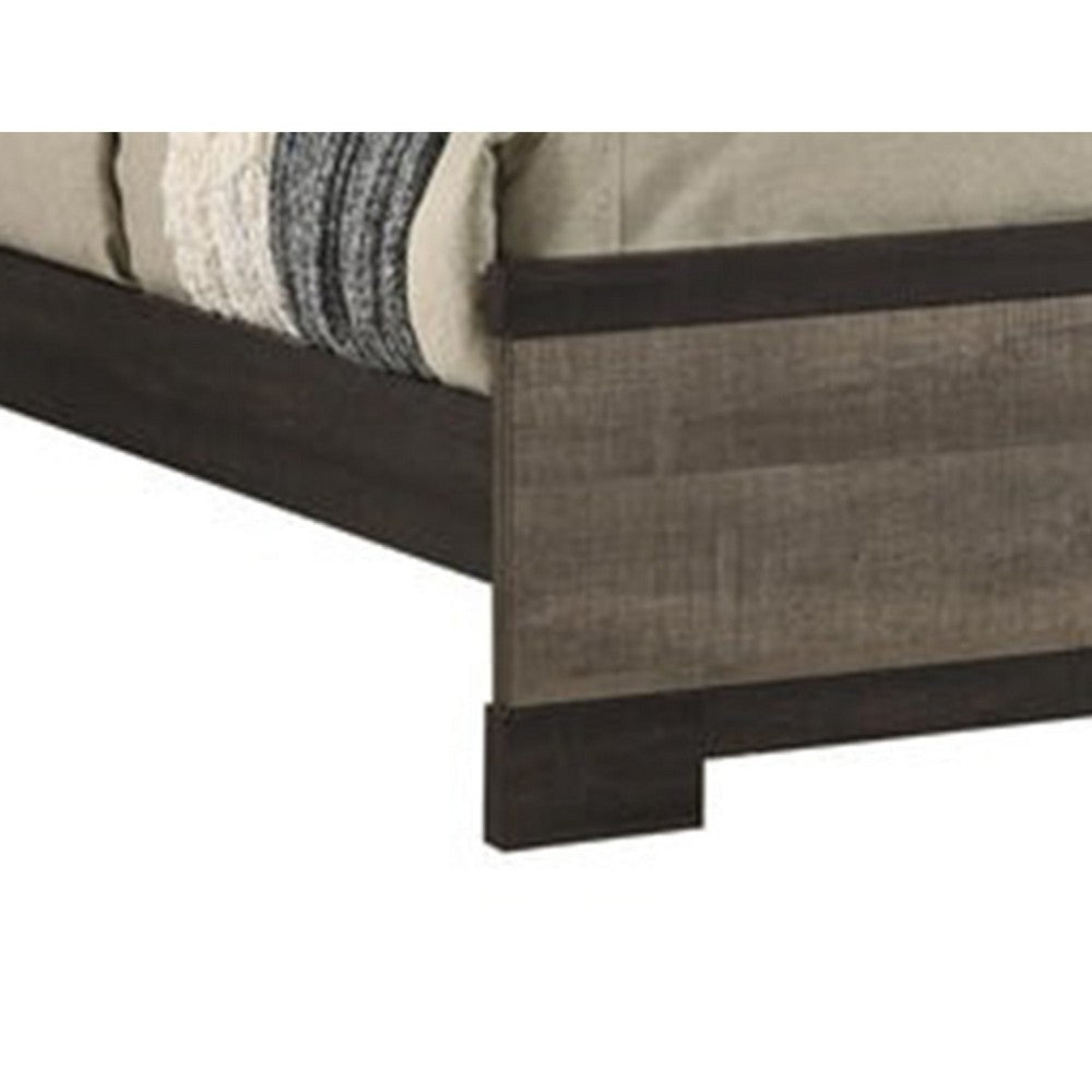 Ruthe King Panel Bed w Horizontal Trim Lines | Gray Grained Wood BM338408