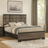 Ruthe King Panel Bed w Horizontal Trim Lines | Gray Grained Wood
