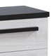 Ruthe Nightstand w 2 Drawers | Wide Top | Ebony Black | White Wood BM338411