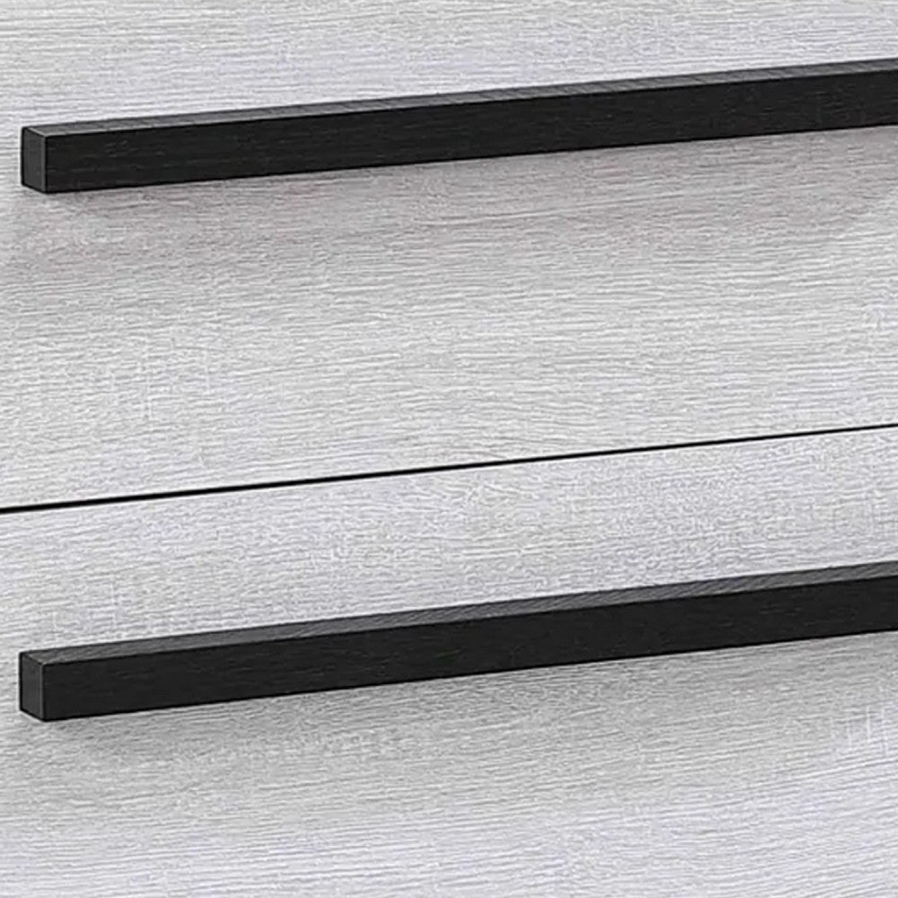 Ruthe Nightstand w 2 Drawers | Wide Top | Ebony Black | White Wood BM338411