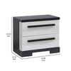 Ruthe Nightstand w 2 Drawers | Wide Top | Ebony Black | White Wood BM338411