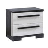 Ruthe Nightstand w 2 Drawers | Wide Top | Ebony Black | White Wood BM338411