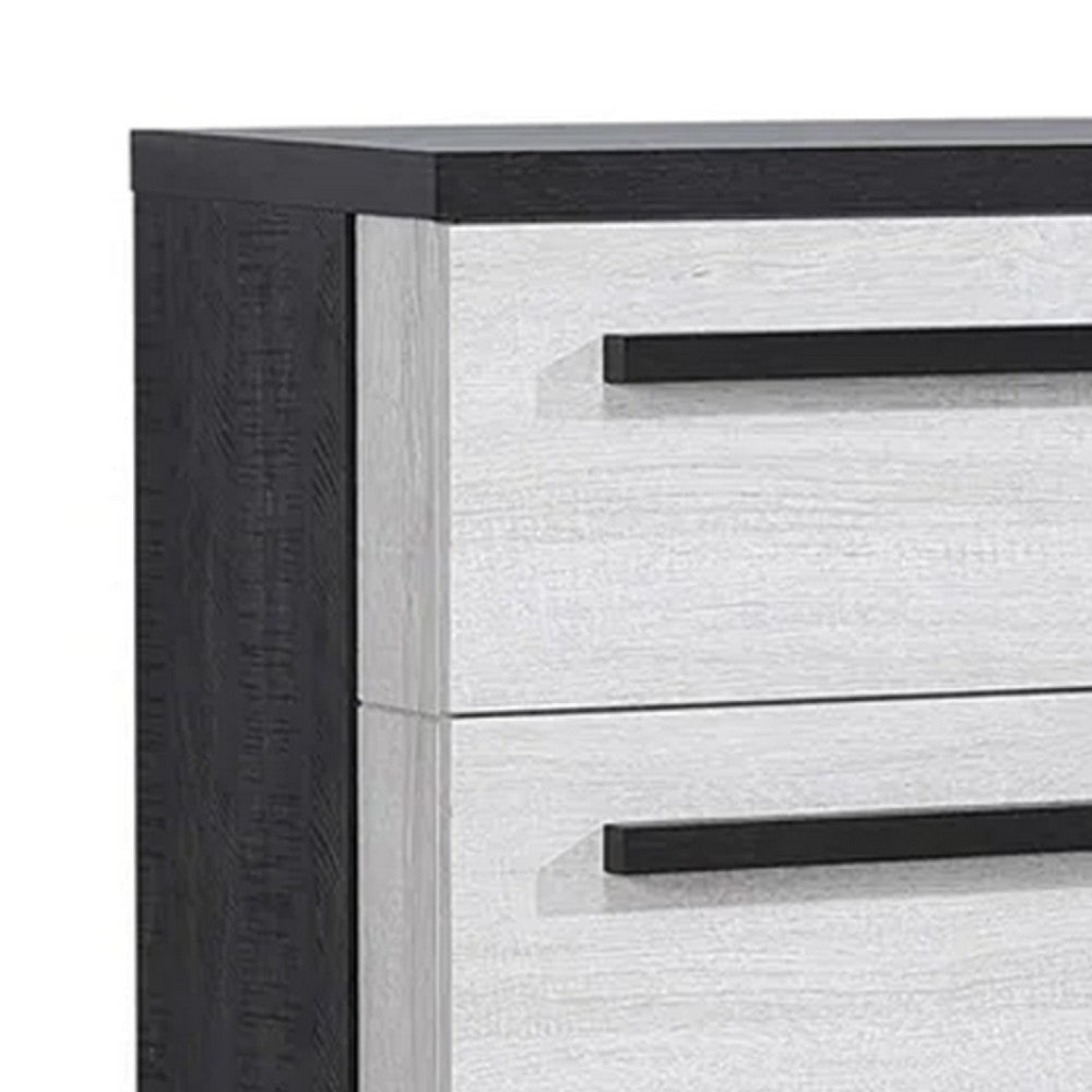 Ruthe Tall Dresser Chest w 4 Drawers | Ebony Black | White Wood BM338412