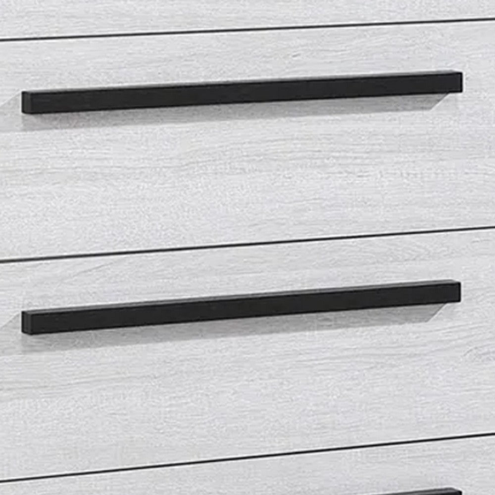 Ruthe Tall Dresser Chest w 4 Drawers | Ebony Black | White Wood BM338412
