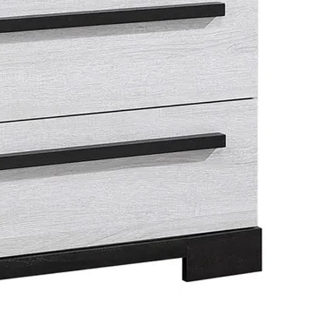 Ruthe Tall Dresser Chest w 4 Drawers | Ebony Black | White Wood BM338412
