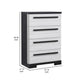 Ruthe Tall Dresser Chest w 4 Drawers | Ebony Black | White Wood BM338412