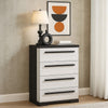 Ruthe Tall Dresser Chest w 4 Drawers | Ebony Black | White Wood BM338412