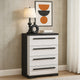 Ruthe Tall Dresser Chest w 4 Drawers | Ebony Black | White Wood BM338412