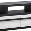 Ruthe TV Stand Media Cabinet w 2 Drawers | Shelves | Black & White Wood