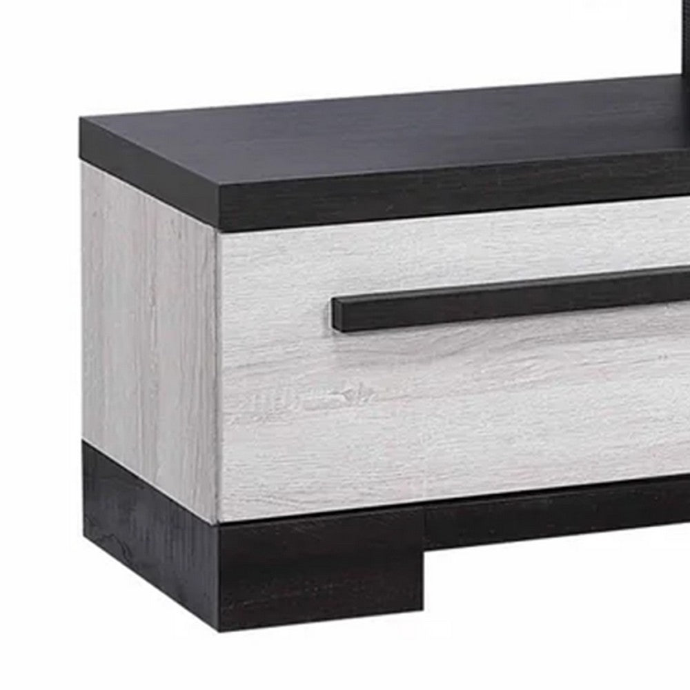 Ruthe TV Stand Media Cabinet w 2 Drawers | Shelves | Black & White Wood