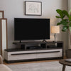 Ruthe TV Stand Media Cabinet w 2 Drawers | Shelves | Black & White Wood