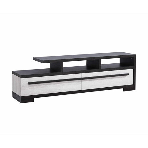 Ruthe TV Stand Media Cabinet w 2 Drawers | Shelves | Black & White Wood