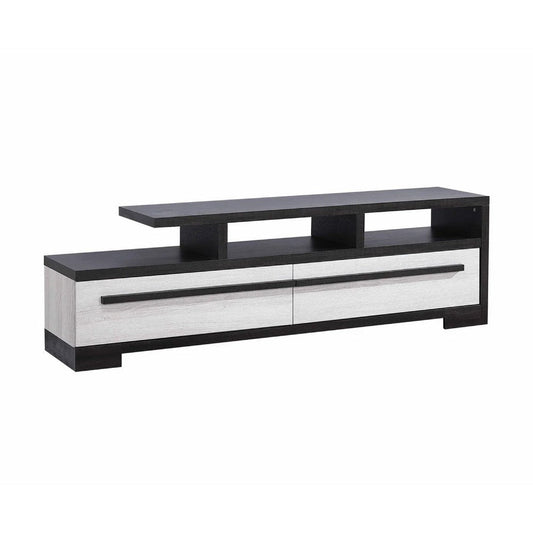 Ruthe TV Stand Media Cabinet w 2 Drawers | Shelves | Black & White Wood