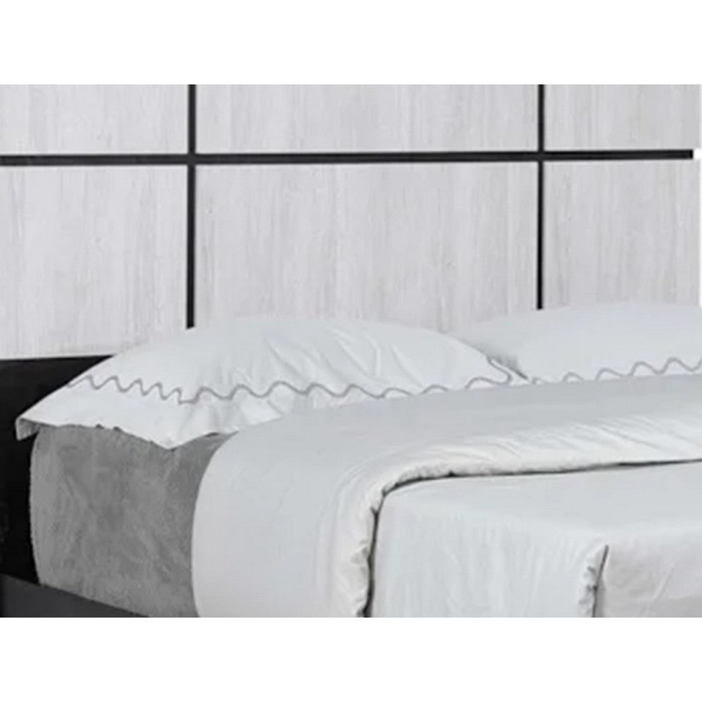 Ruthe King Panel Bed w Horizontal Trim Lines | White Grained Wood BM338414