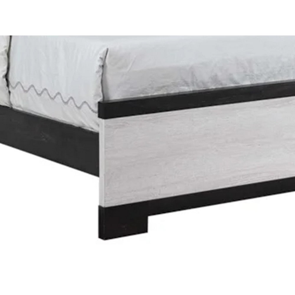 Ruthe King Panel Bed w Horizontal Trim Lines | White Grained Wood BM338414