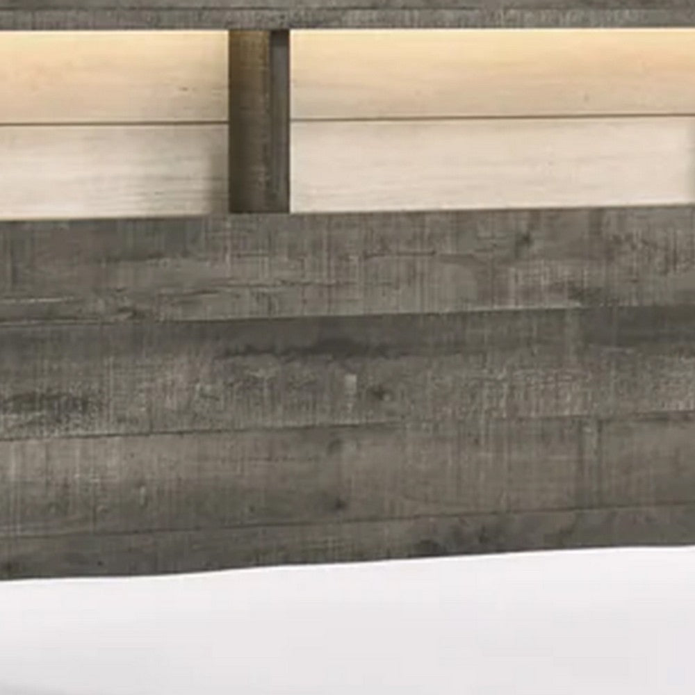 Ruthe Low Profile Queen Panel Bed w Built-In Lights | Ash Gray Wood BM338416