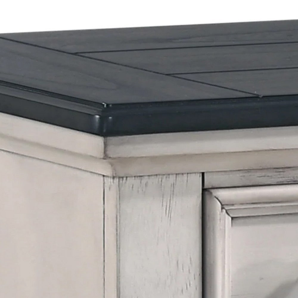 Sawz Nightstand w 3 Drawers | Charcoal Plank Top | Light Gray Wood BM338418