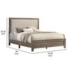 Shannon King Panel Bed w Nailhead Trim | Ivory Fabric | Gray Wood BM338420