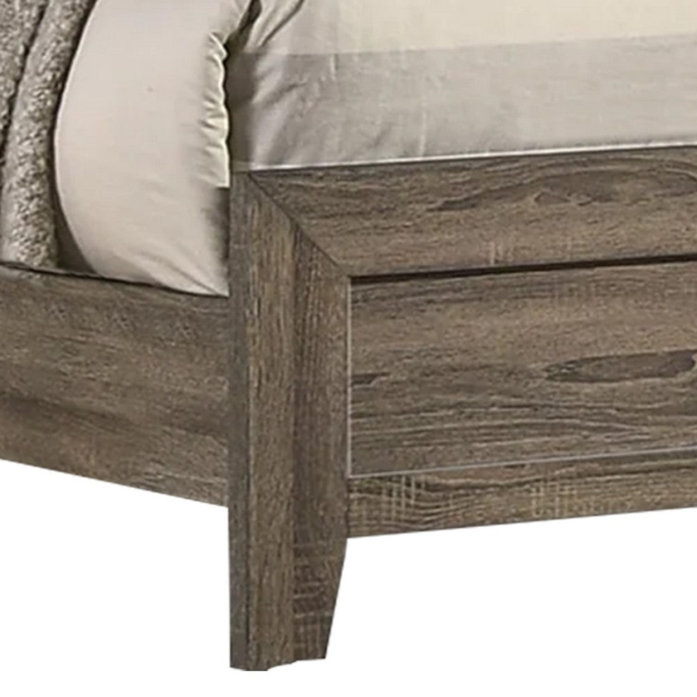 Shannon Queen Panel Bed w Nailhead Trim | Ivory Fabric | Gray Wood BM338421