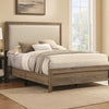 Shannon Queen Panel Bed w Nailhead Trim | Ivory Fabric | Gray Wood BM338421