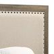 Shannon Twin Panel Bed w Nailhead Trim | Ivory Fabric | Gray Wood BM338422