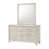 Charie Wide Dresser and Mirror Set | 6 Drawers | Tapered Legs | White Wood